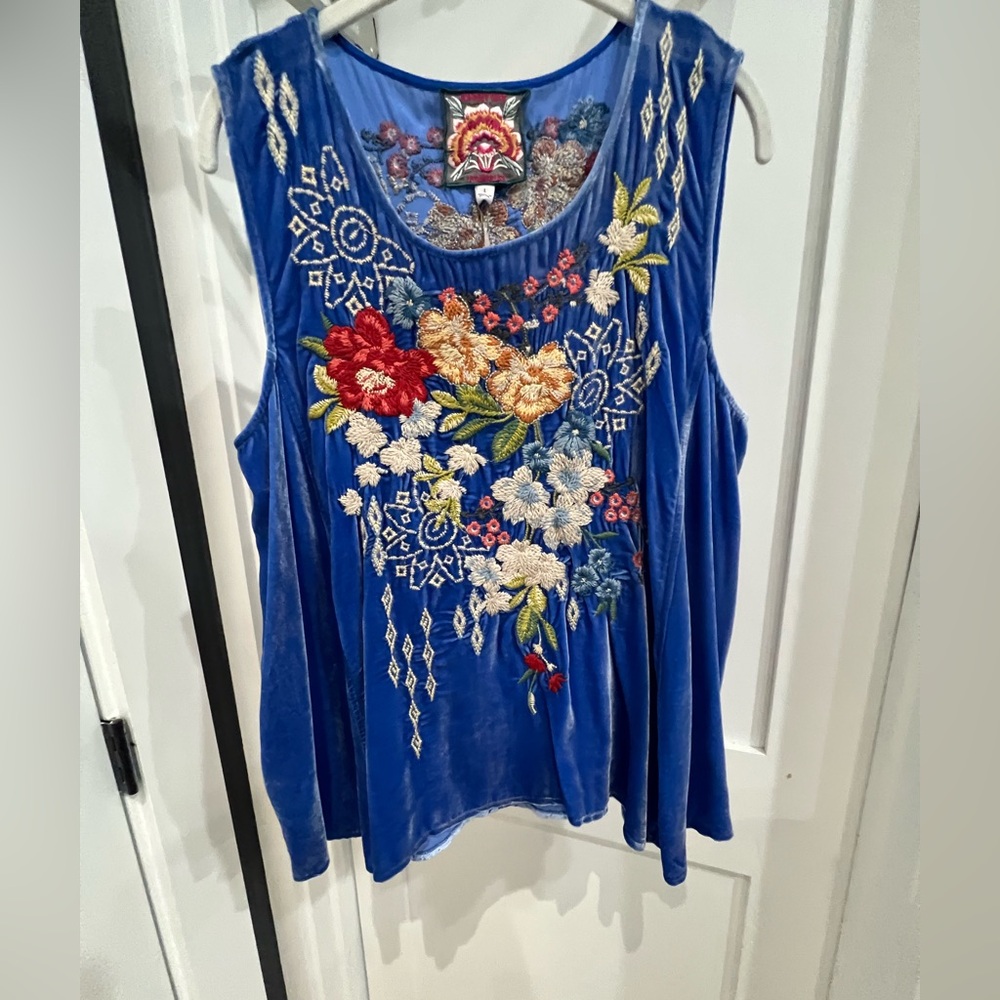 Johnny Was JOSEPHINE VELVET SWING TANK NWT Size L